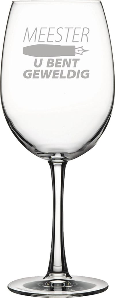 Gegraveerde Rode wijnglas 46cl Meester u bent geweldig