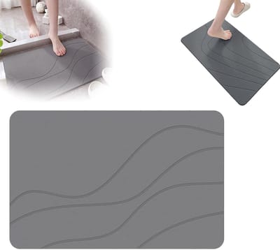 VHV - Badmat - Diatomeeënaarde badmat - Steen badmat - Sneldrogend - Antislip - Super absorberend - Voor de badkamer en douche - 40*30cm - Grijs