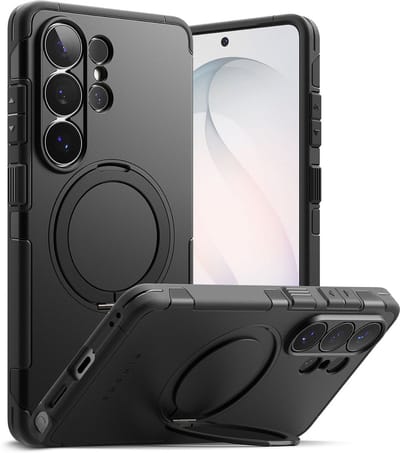 Ringke Alles - Hoesje Geschikt voor Samsung Galaxy S26 Ultra - Compatibel met MagSafe / Qi2 - Rugged Back Cover - Beschermhoes 360° Draaibare Magnetische Standaard - Zwart