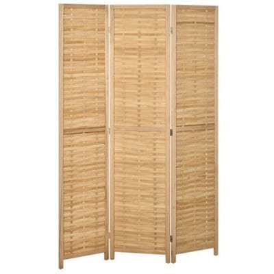 Paravent - HOMCOM - 3 panneaux - Bambou - 120x170 cm - Intérieur