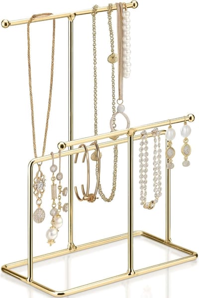 Goudkleurige Sieradenhouder met 3 Etages - Metalen Sieradenboom voor Kettingen, Armbanden, Ringen en Accessoires