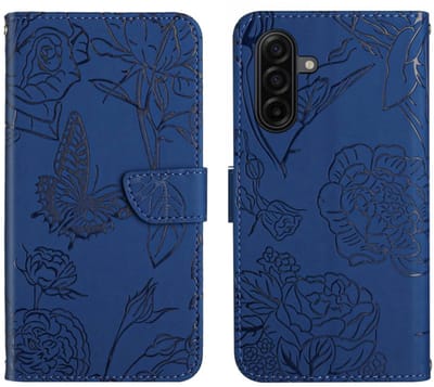 PU BoekCover Hoes Etui geschikt voor Samsung Galaxy A37 - A36 - A56 - Blauw - Vlinders