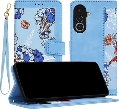 Hoesje geschikt voor Samsung Galaxy A36 - Techsuit FlipCraft Book Wallet Case met koord - Vibrant Blue