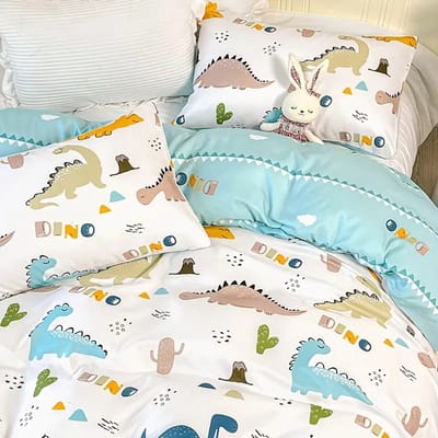 Vavida Dekbedovertrek - Eenpersoons - 140 x 200 - Dinosaurus - Dino - Blauw