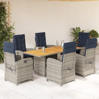 vidaXL - 7-delige - Tuinset - met - kussens - poly - rattan - beige
