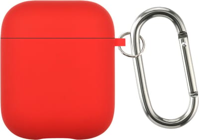 AirPods 1 en 2 Hoesje – Siliconen Case met Clip – Schokbestendig – Geschikt voor Draadloos Opladen – Rood
