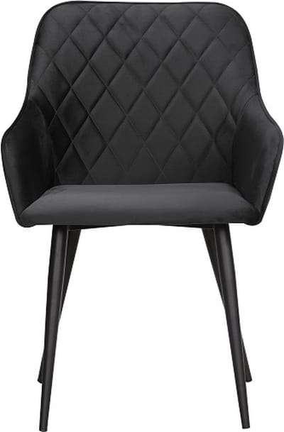 Soof&Tess - Set van 6 - Bergamo Eetkamerstoel - Zwart - Fluweel - Velvet - Industrieel - Met armleuning - Easy Clean Stoffen - Hoge Kwaliteit