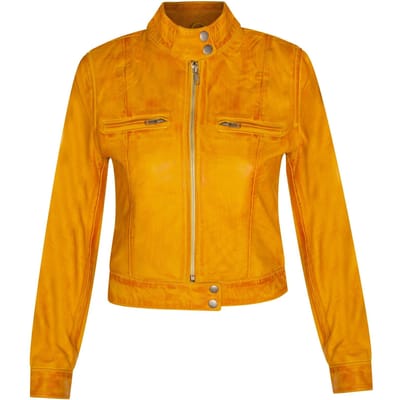 Dames effen leren motorbikerjack-Braga