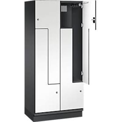 C+P Z kast Cambio, 2 vakken, met sokkel, B 800 x D 525 x H 1980 mm, zwart-grijs/wit
