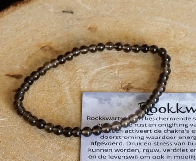 Rookkwarts armband met 4mm kralen - edelstenen - Perfect cadeau voor mannen en vrouwen - Inclusief uitleg - Spiritueel - Bescherming - Aarding - Ontgifting - Verdriet - Rouw - 100% NATUURLIJK