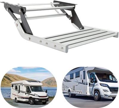 Opstapje Voor Camper Trapladder Handmatig Inklapbaar 54*61*20cm Tot 150kg Voor Caravans Aanhanger