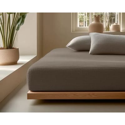Dreamhouse Hoeslaken Mousseline Taupe - 140 x 200 cm + 30 cm hoekhoogte