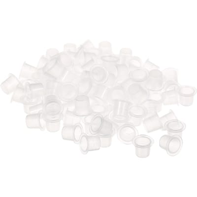 100 stuks Tatt oo Inktbeker Plastic Wegwerp Microblading Tat te Inktbekers Permanente Make-up Pigment transparant