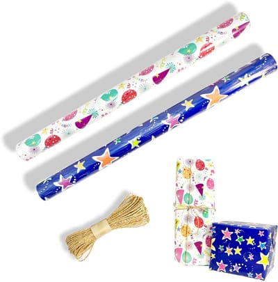 Dailygoods - Cadeaupapierrol - Happy Birthday met Kraftpapierkoord