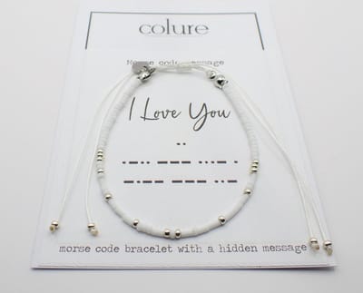 Colure® morse code armband glanzendwit I Love You