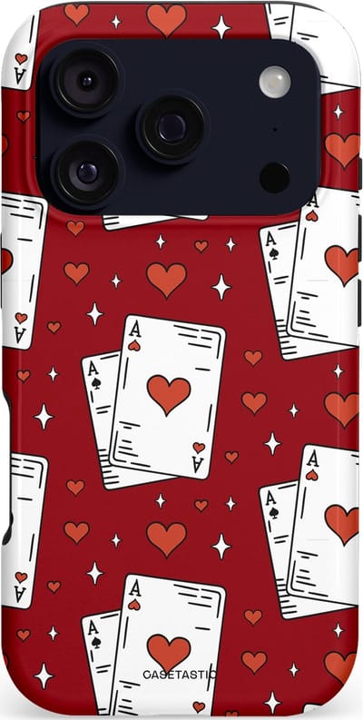 Casetastic hoesje geschikt voor Apple iPhone 17 Pro - MagSafe - Dubbellaagse bescherming - Kaarten Aas - Fashion Case - Bordeaux Wit Zilver