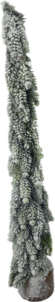 Mini Kunstkerstboom met Sneeuw 46 cm – Kleine Tafelkerstboom met Sneeuw Versiering en Houten Voet – Decoratieve Kerstboom voor Tafel, Vensterbank en Kantoor