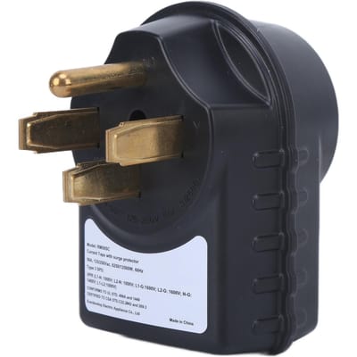 Protecteur de surtension RV 125 250V 50A Adaptateur mâle vers 50A femelle 3150J avec indicateur LED pour caravanes de voyage, camping-cars black