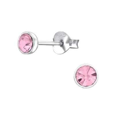 Aramat Jewels | Oorbellen | Zilveren Oorbellen met Kristal 4mm | Tanzanite | |4mm | Zilver | Kinderen, Volwassenen | Verkleurd niet