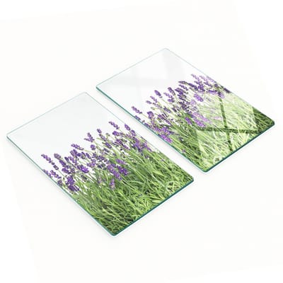 Glazen snijplanken met lavendelbloemenmotief, 2x30x52 cm