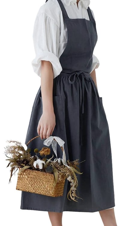 House of Husk Katoenen Keukenschort - Dames Kook Schort - Apron - Crossback - Grijs