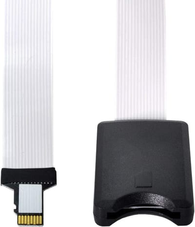 Geheugenkaart Verlengkabel - SD TF Adapter - Makkelijk Bestanden - Flexibele Platte Kabel - 25 cm - Grijs