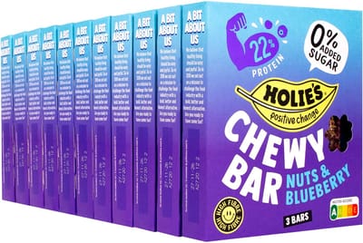 Holie's Chewy bar Nuts & Blueberry 3 repen - reep - suikervrij - gezond - vegan - 11 pack