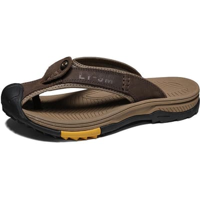 Echte koeienleren schoenen Heren Sandalen Heren Slippers Casual schoenen voor heren Klassieke massagestrandslippers Antislip zomer 44
