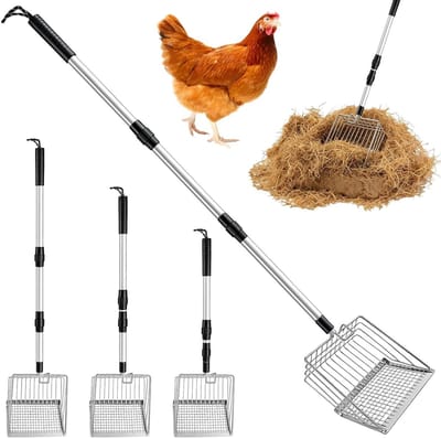 Instelbaar 3-in-1 Kippenhok Accessoires voor Efficiënte Kippenverzorging en Reiniging met Zeefschep en Poep Schep