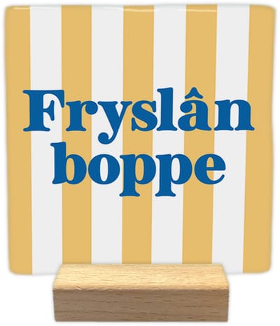 Fryslân boppe - Keramische decoratie tegel - incl. houten presenteerblok