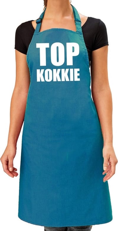 Top kokkie barbeque schort / keukenschort  turquoise blauw voor dames - bbq schorten