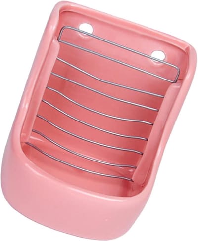 Keramische Voerbak - Hooi Dispenser - Knaagdier Voeren - Anti-omval Ontwerp - 16 x 13.5 x 13.5 cm - Roze
