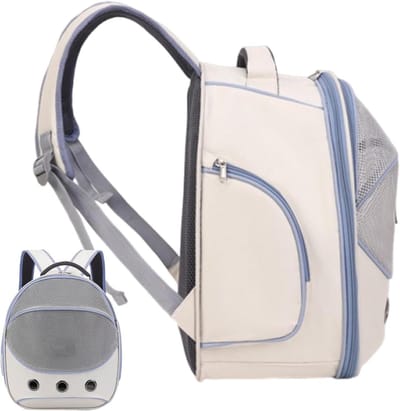 Hondentransporttas - Draagtas huisdier - Veilig reizen - Kantelbestendige constructie - 42x31x10 cm - Blauw
