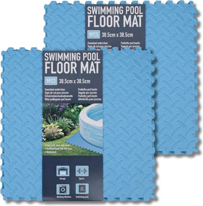 18x stuks Zwembad Tegels - Ondervloer Blauw - Foam tegels - Grip mat - Ondergrond - Bodem bescherming - Puzzelmat voor zwembad - 38,5 x 38,5 x 0,8 cm