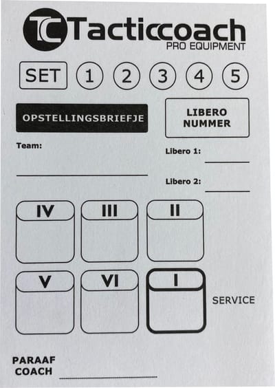 Opstellingsbriefjes Volleybal