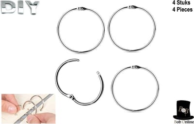 Bob Online ™ - 4 Stuks – Zilver Kleurige – 38 mm - Boekringen – Ringbanden – Ringen – Metalen Ringen – Los Blad Boek Ringen – Sleutelring – Verbindingsringen – DIY Scrapbook Ringen – Plakboek Ringbanden – Album Boekringen – Binder Rings