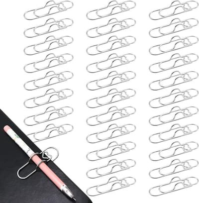 Metalen penclips en paperclips - 30 stuks penhouders voor notitieboeken, agenda's en kantoorbenodigdheden