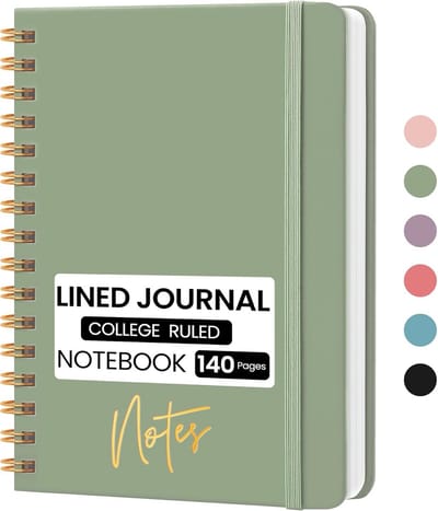 A5 Spiraal Notitieboek Gelinieerd met Hardcover - College Schrijfblok voor Notities & Planning