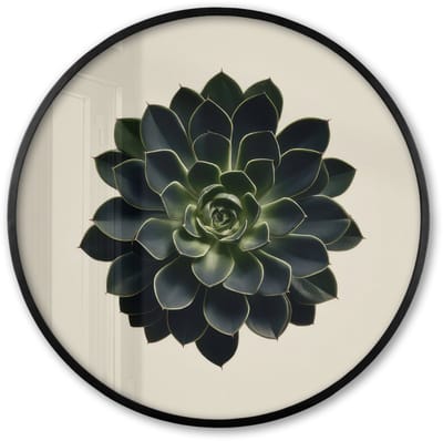 Poster in lijst Rond - Fotolijst 60x60 cm - Posters - Rozet - Cirkelvormig - Donkergroen - Ronde posterlijst zwart - Decoratie - Wanddecoratie woonkamer - Muurdecoratie slaapkamer