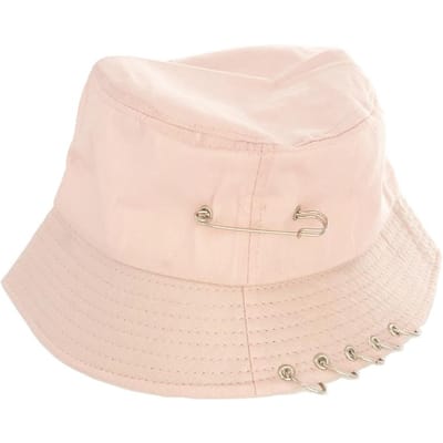 Massief Ijzeren Pin Ringen Persoonlijkheid Bucket Hoed Voor Unisex Vrouwen Mannen Katoen Vissersmuts Fabriek Verkoopt Direct white