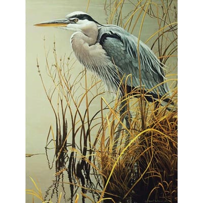 DIY 3D Diamant Borduurwerk Kruissteek Ambachten  Poëtische Grote Blauwe Reiger Vogel  Huisdecoratie 20X30CM beige