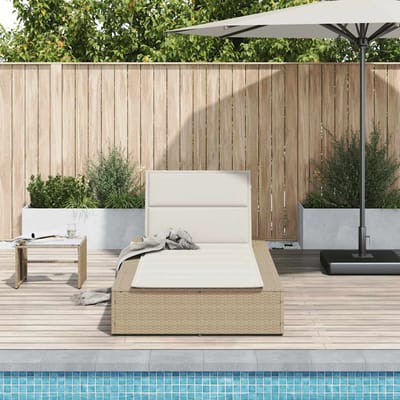 vidaXL - Ligbed - met - zwevend - kussen - poly - rattan - beige