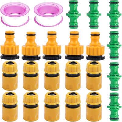 Set van 20 Tuinslangkoppelingen met Afdichtingsband - 1/2 en 3/4 Inch Snelkoppelingen