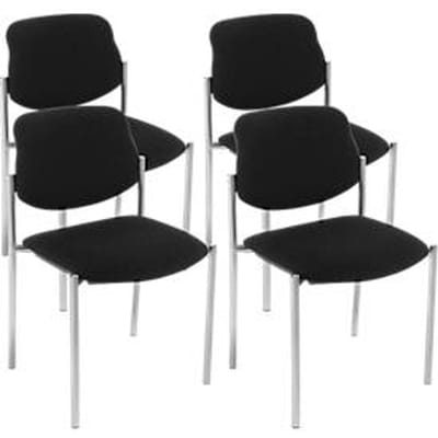 Nowy Styl bezoekersstoel STYL, zonder armleuningen, stapelbaar tot 6 stuks, bekleding zwart, frame aluminiumzilver, tot 110 kg, 4 stuks