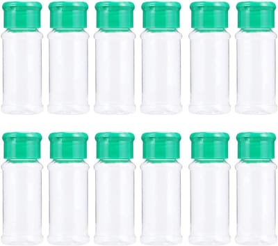 MTTproducts- Kruidendoosjes 12 stuks - Plastic Flessen - Kruidenstrooier met Deksel - Voor Zout/Peper/Poeder - Handig voor Kruiden