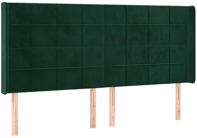 vidaXL - Hoofdbord - met - randen - 183x16x118/128 - cm - fluweel - donkergroen