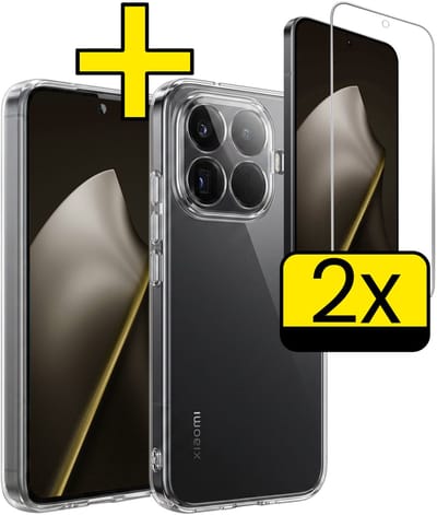Hoesje - Met 2x Screenprotector - Geschikt voor Xiaomi 15T Pro - Sterk & Shockproof - Back Cover - Siliconen Case - Telefoon Hoes - Telefoonhoesjes - Transparant