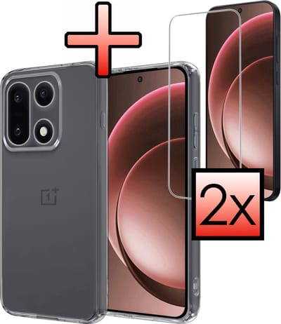 Hoesje - Met 2x Screenprotector - Geschikt voor OnePlus 15 - Sterk & Shockproof - Back Cover - Siliconen Case - Telefoon Hoes - Transparant