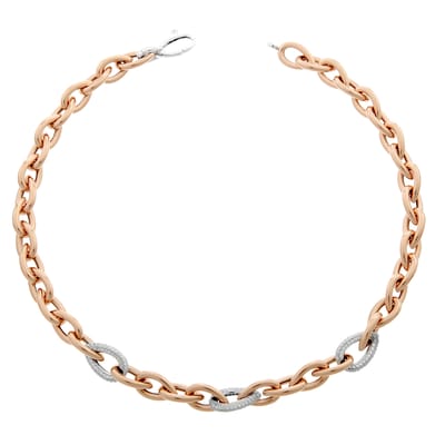 Orphelia ZK-7161 - Necklace Rose Drop Shaped Links - 925 zilver - zirkonia - 45 cm