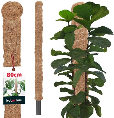 KOTARBAU® Kokosstok, Plantenstok, ⌀ 3,2 x 80 cm, Kokosstaaf, Klimhulp Monstera, Bruin, Kokosvezel, Klimhulp, Plantenstaaf, Kokosstok voor Monstera, Kokosstaaf voor Klimplanten